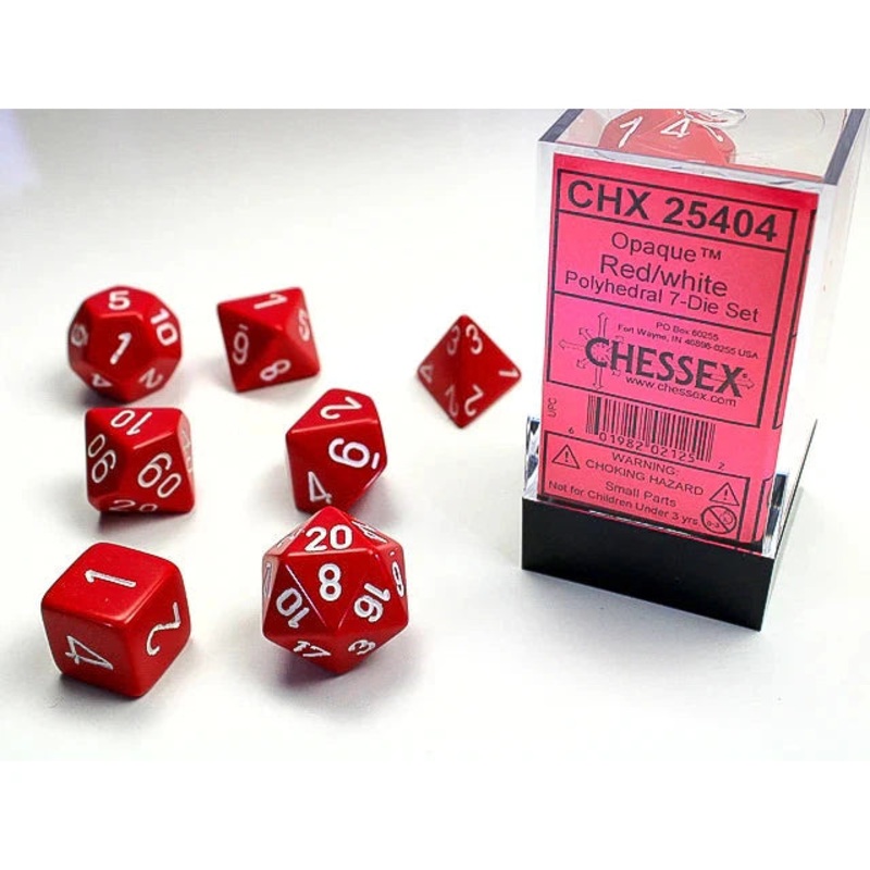 Opaque Polyhedral Red/White 7-Die Set