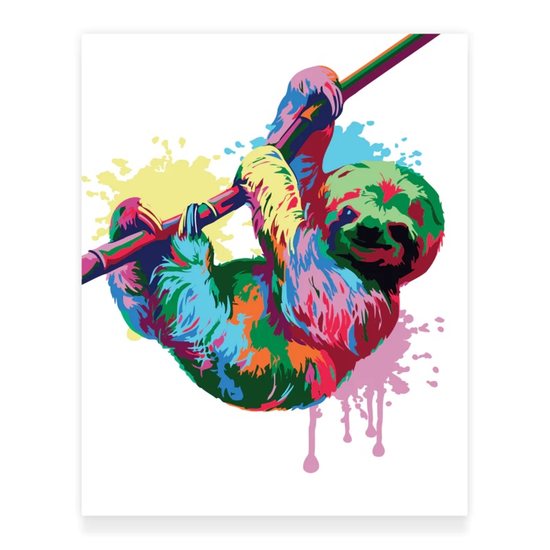Premium Paint by Numbers Kit – Sloth In Splash