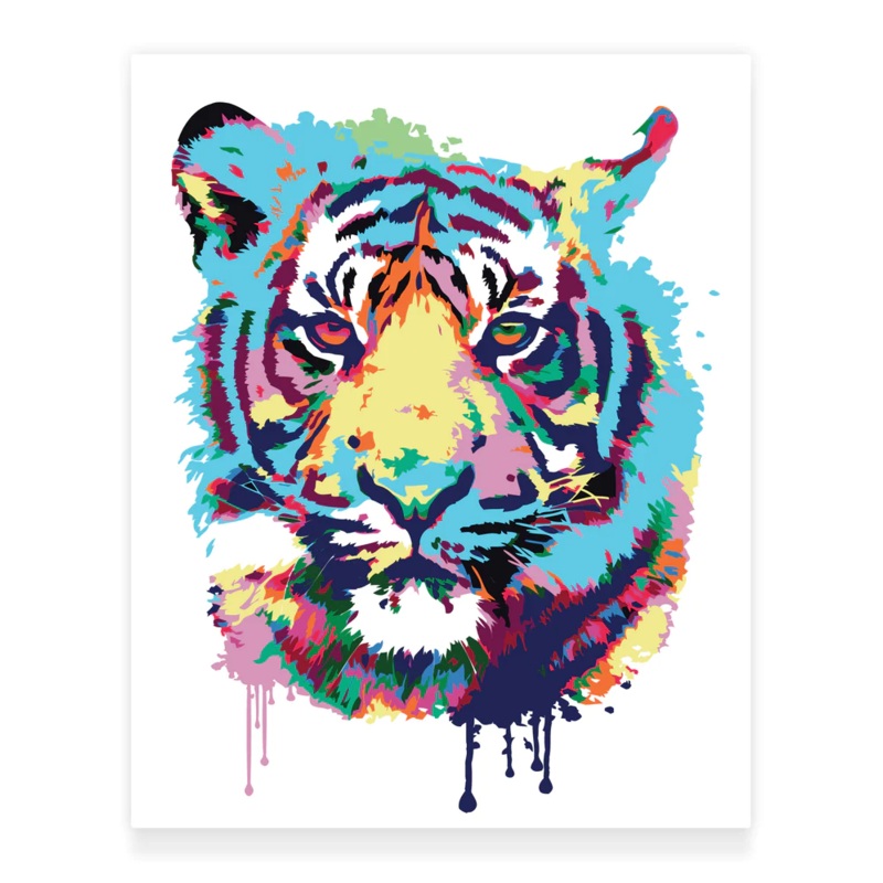 Premium Paint by Numbers Kit – Tiger Abstract Style Splash Art
