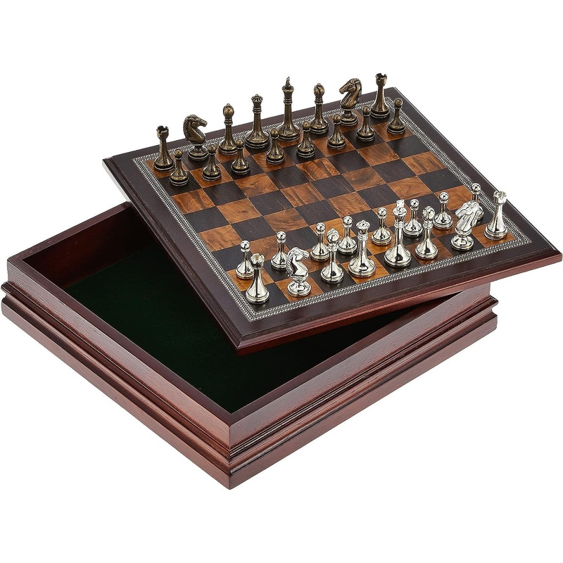 Chess Metal 12″ Inlaid