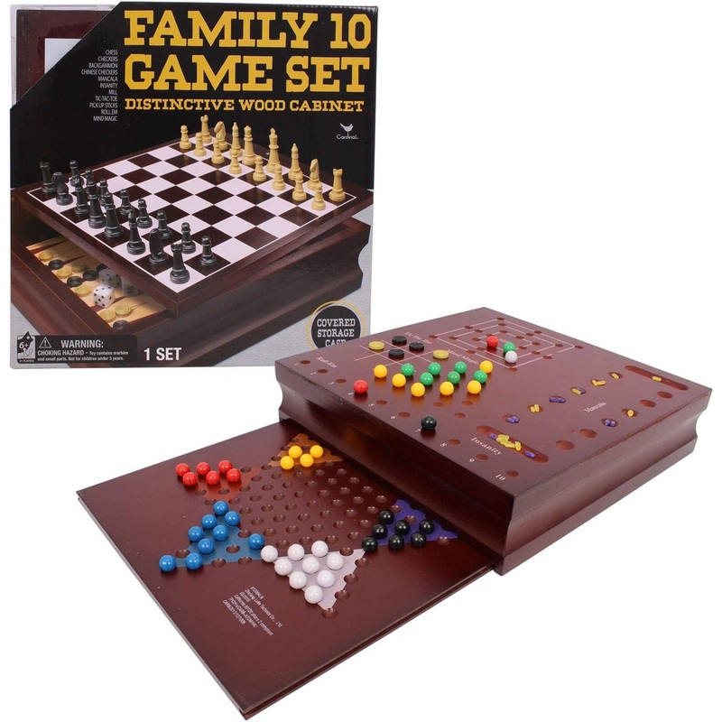 Classic Family 10 Game Set with Wooden Storage Case