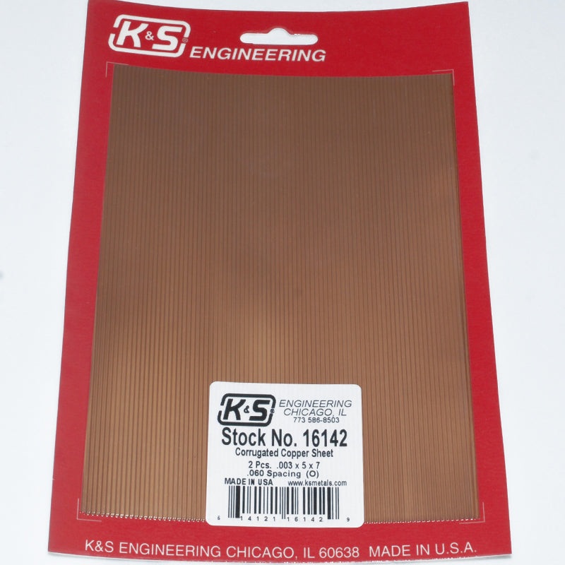 Copper O Scale Corrugated Sheet 0.060 X 5 X 7 2pcs