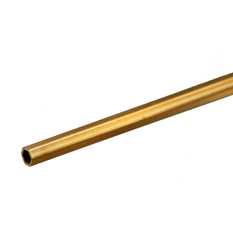 Hexagonal Brass Tube: 1/8″ OD x 0.014″ Wall x 12″ Long (1pc)