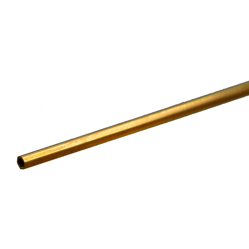 Hexagonal Brass Tube: 3/32″ OD x 0.014″ Wall x 12″ Long (1pc)