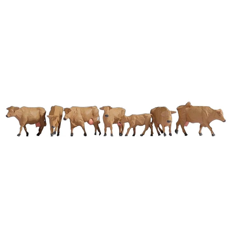 HO Cows Brown (6 Cows, 1 Calf)