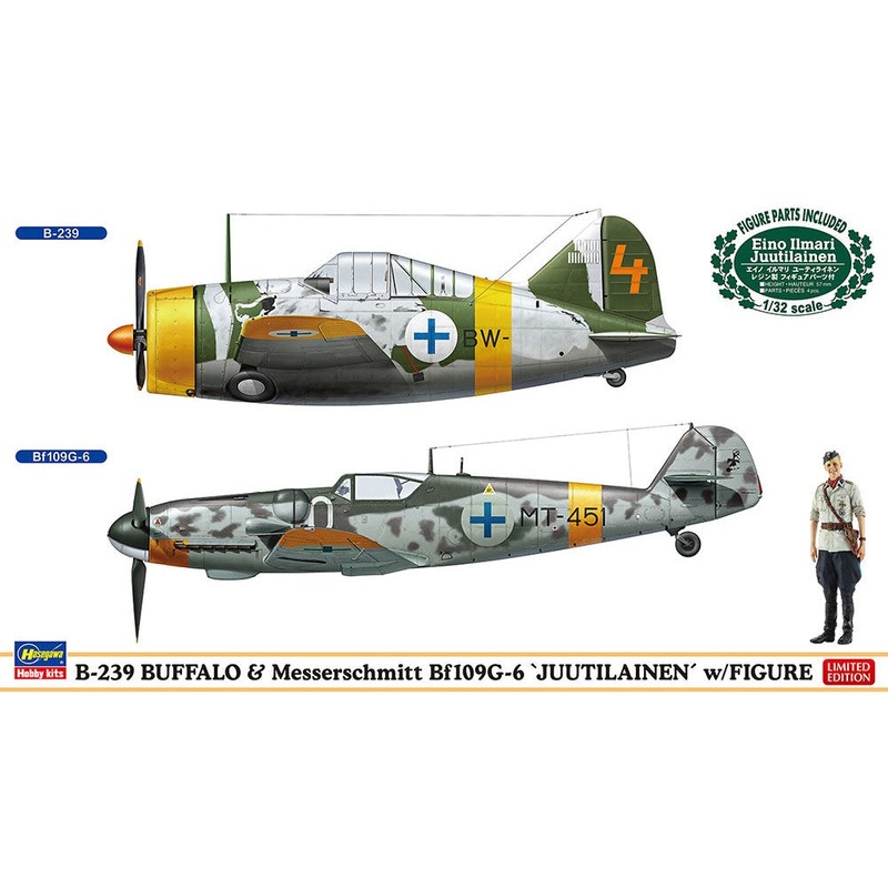 1/72 B-239 Buffalo & Messerschmitt BF109G-6 ‘Juutilainen’ with Figure (Two Kits In The Box)
