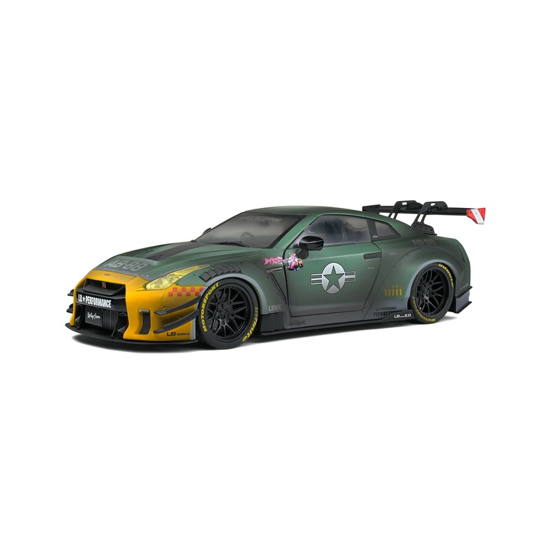 1/18 Nissan GT-R (R35) with LB Walk Body Kit Type 2 Army Fighter Grey