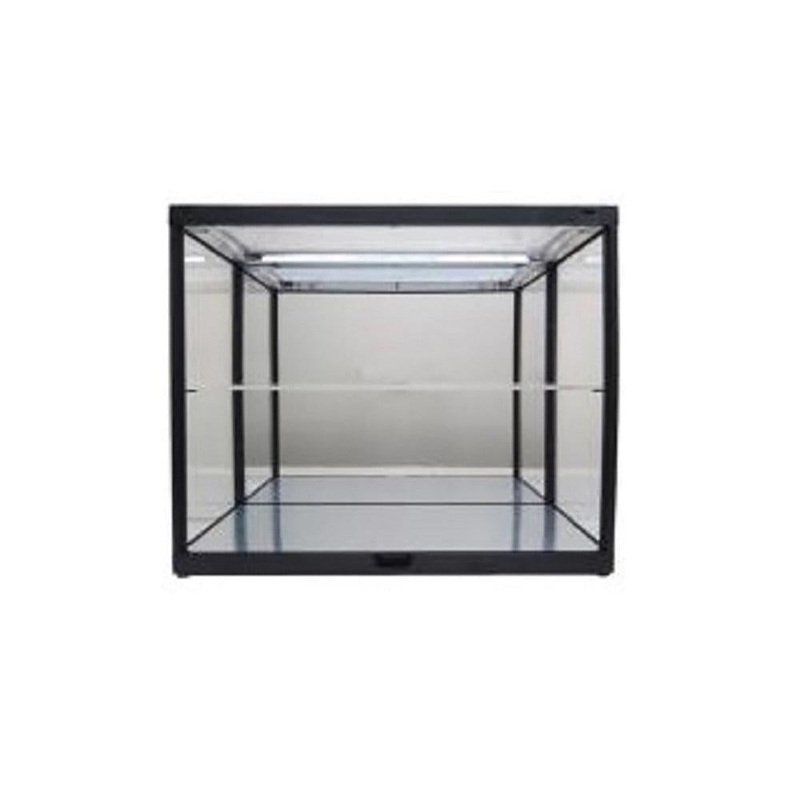 Black Mirrored Back and Base Display Case 2 Layers LED