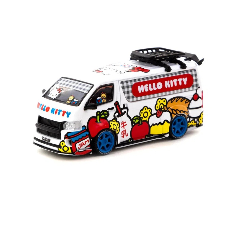 1/64 Hello Kitty Toyota Hiace Capsule Delivery Van with Hello Kitty Metal Oil Can